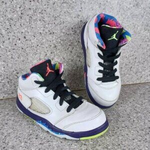 Nike Air Jordan 5 Retro 'Bel-Air' White Sneakers Toddler Girls Size 10C Shoes